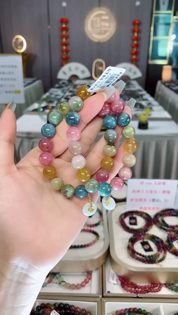 未镶嵌老矿碧玺彩虹单圈手串11mm+碧玺（多样性发一条）mz