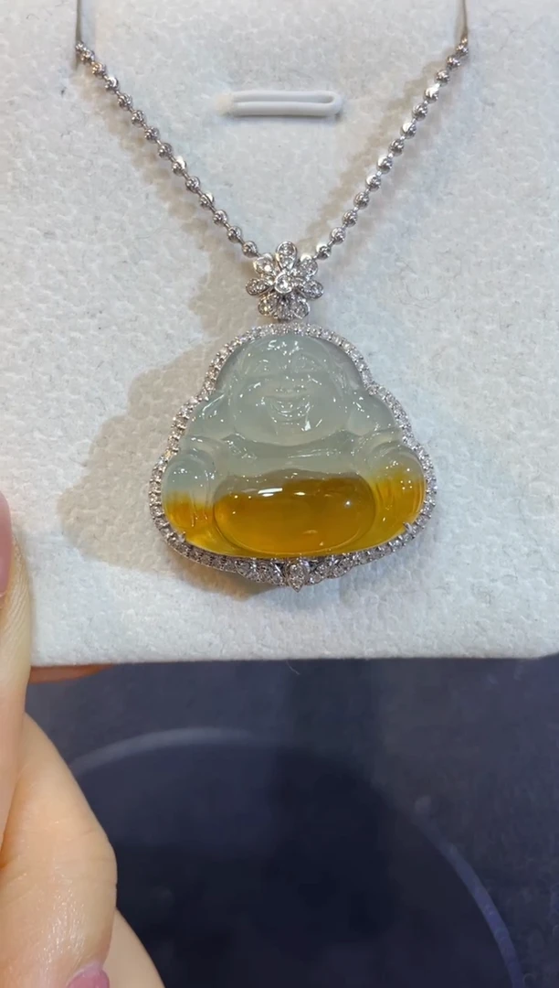 吊坠(不含链)18K金镶嵌翡翠团购54