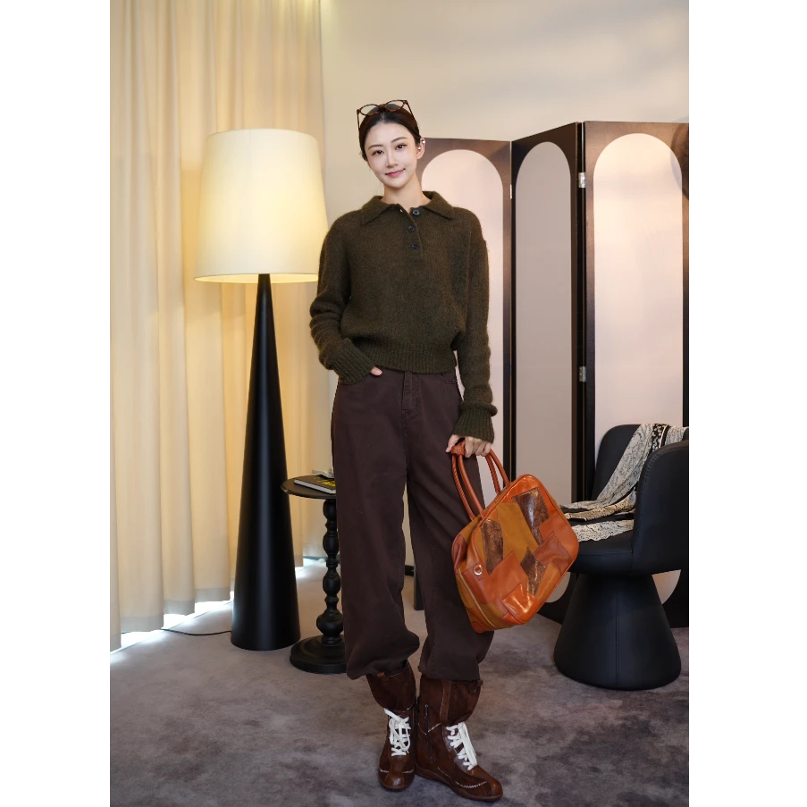 秋冬季POLO领毛针织衫上衣女套头款ZQ-25097-FW