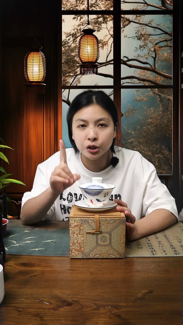 景德镇高温瓷锦鲤好运 三才盖碗