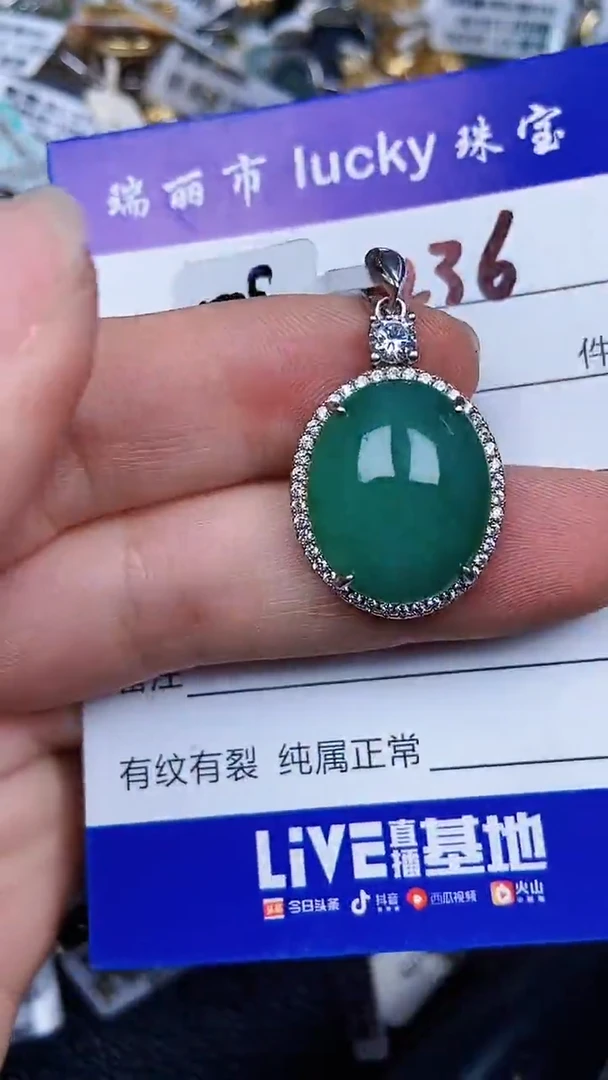 颈饰银S925镶嵌翡翠0036