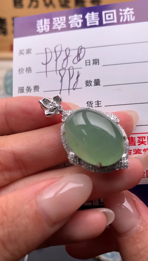 翡翠18K金镶嵌颈饰10133584