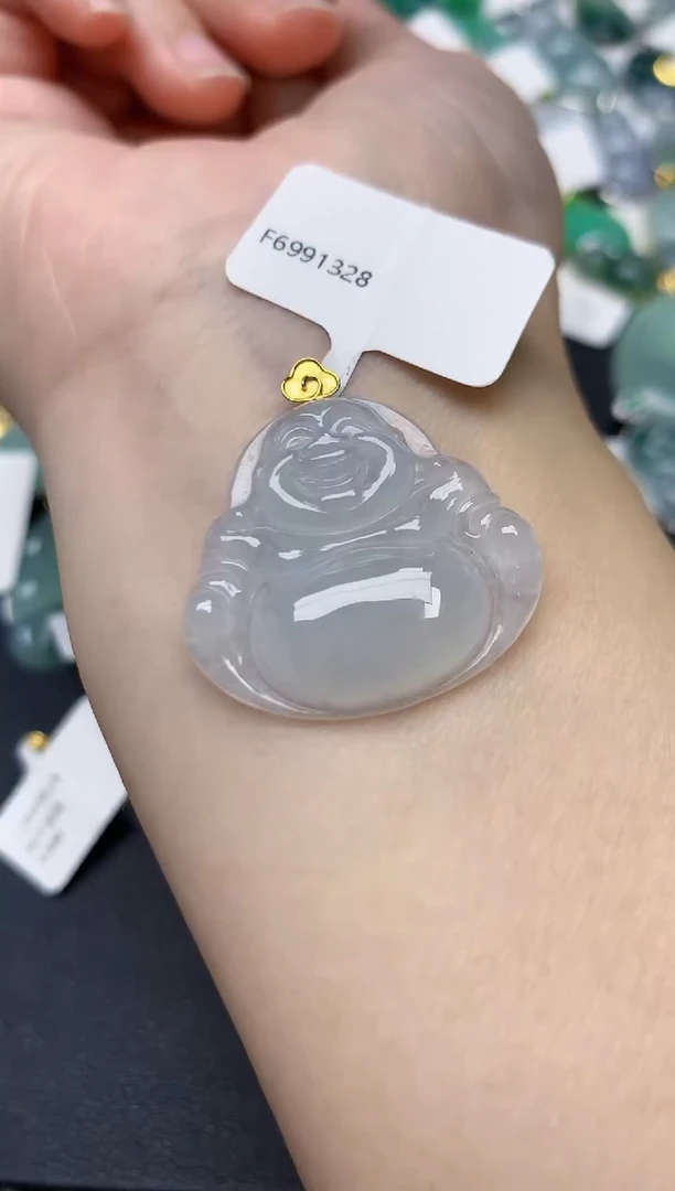 颈饰18K金镶嵌翡翠天然缅甸A货翡翠