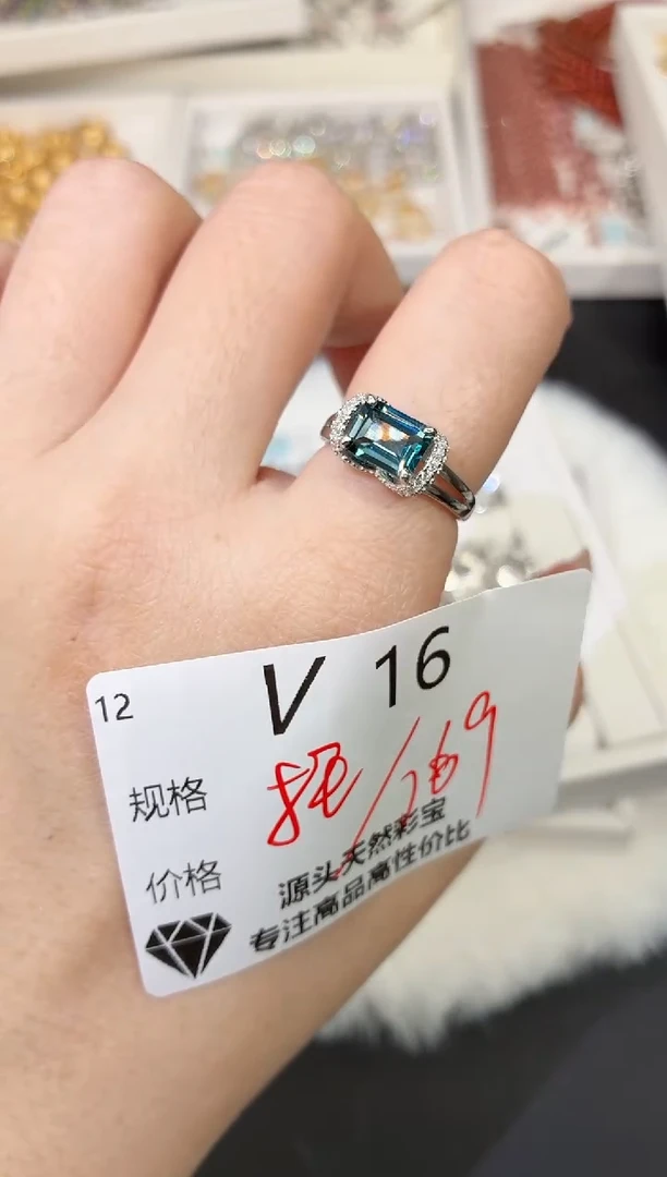 银S925镶嵌戒指托帕石多样性发一V16