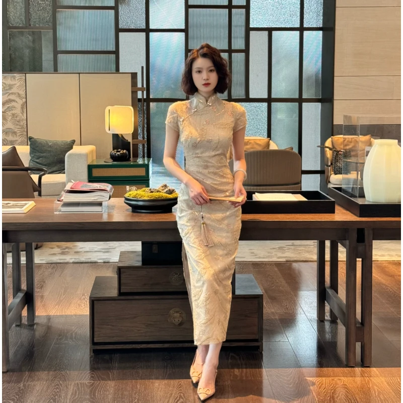 彩彩家【风信子】夏季复古短袖气质贵气感中式立领显年轻修身旗袍