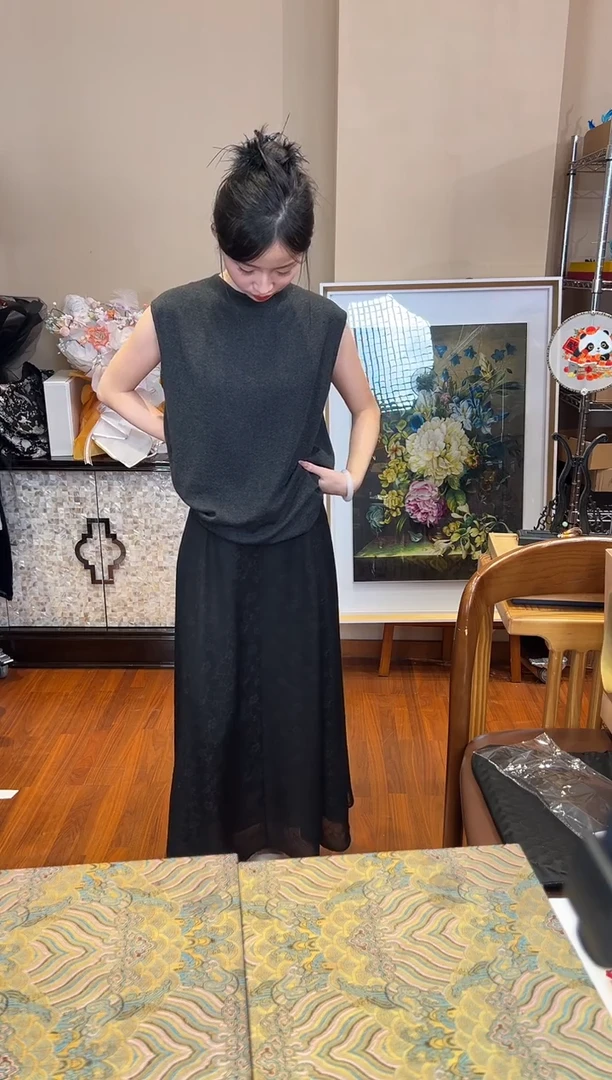 刺绣2XL 黑色八破裙