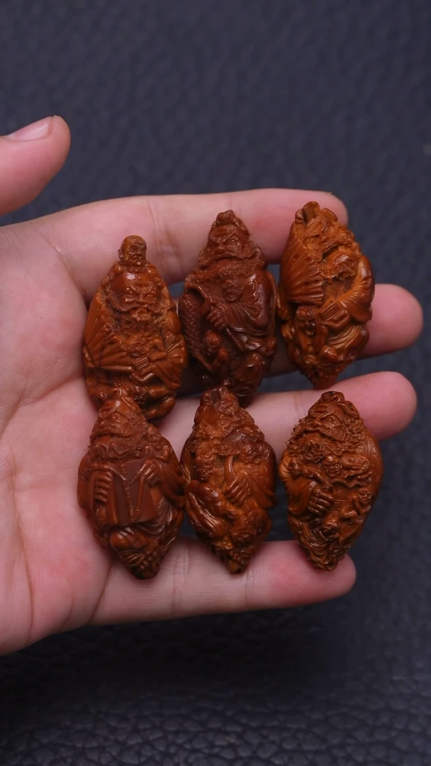 手串/手链橄榄核回血于默然本工整身立雕五鬼钟馗手串