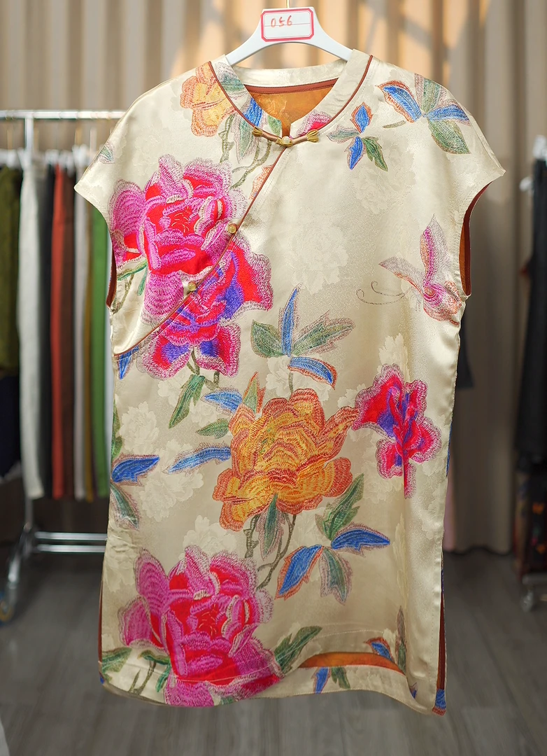 【奥黛-小飞袖】新中式国风显瘦减龄百搭气质女士高端中长款上衣056