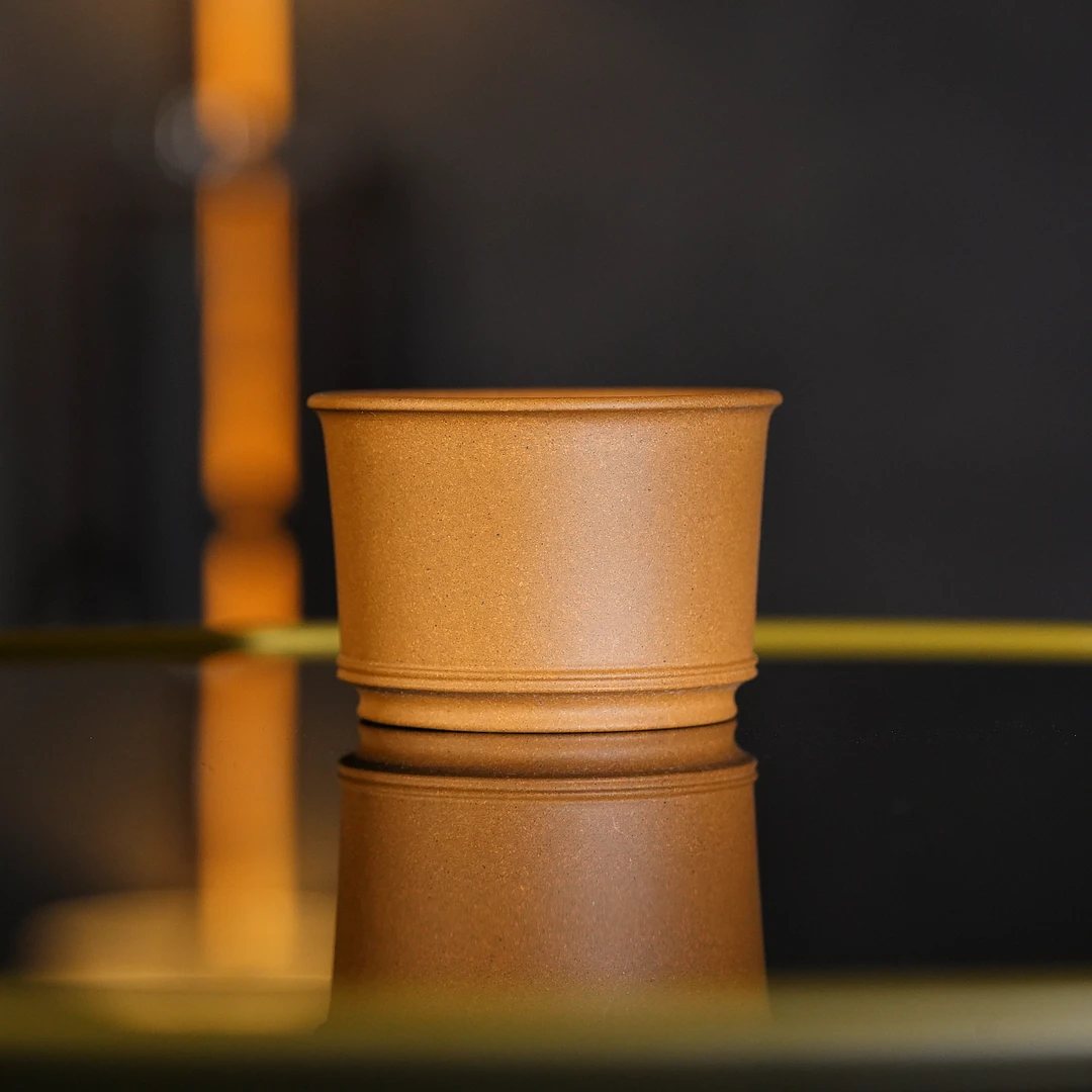 乘风阁原创.亚黄金段竹节主人杯.80cc 家用茶道器具 茶器 竹节杯