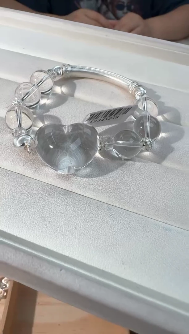 水晶手链银S925镶嵌白水屁桃半镯款发货多样性发其一