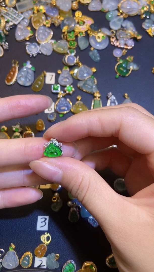 翡翠银S925镶嵌吊坠(不含链)1