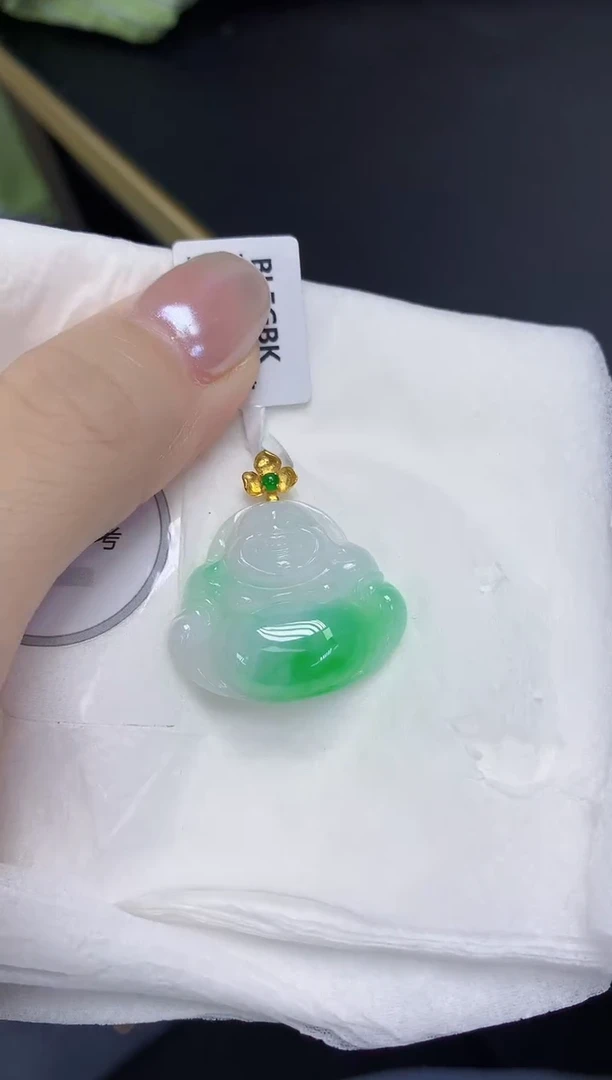 翡翠18K金镶嵌颈饰天然缅甸翡翠A货百元以上9元证书费自理