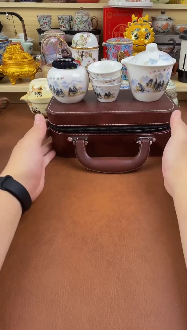陶瓷茶具摆件旅行套组
