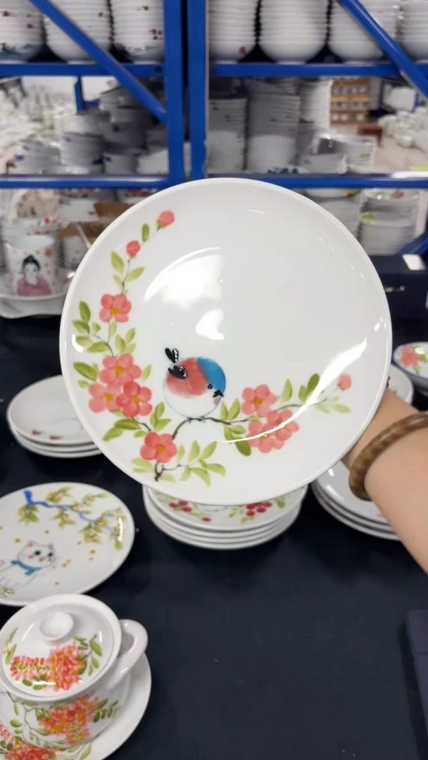 瓷片景德镇手绘釉中彩（食品级）平盘