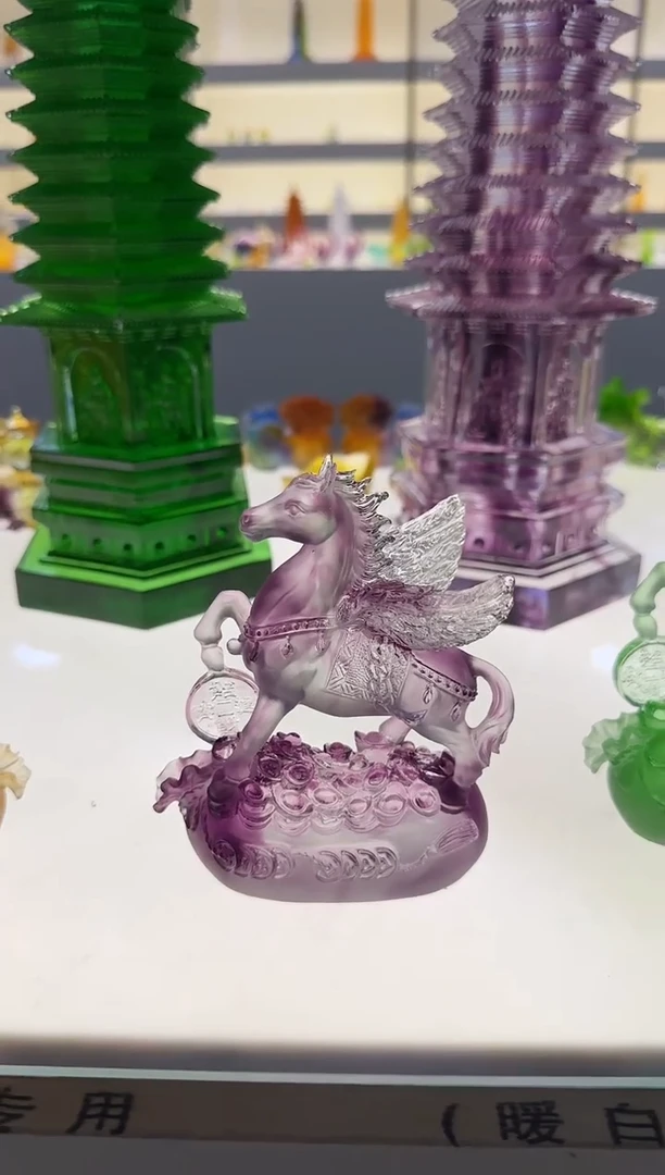 手工艺品琉璃紫色飞马