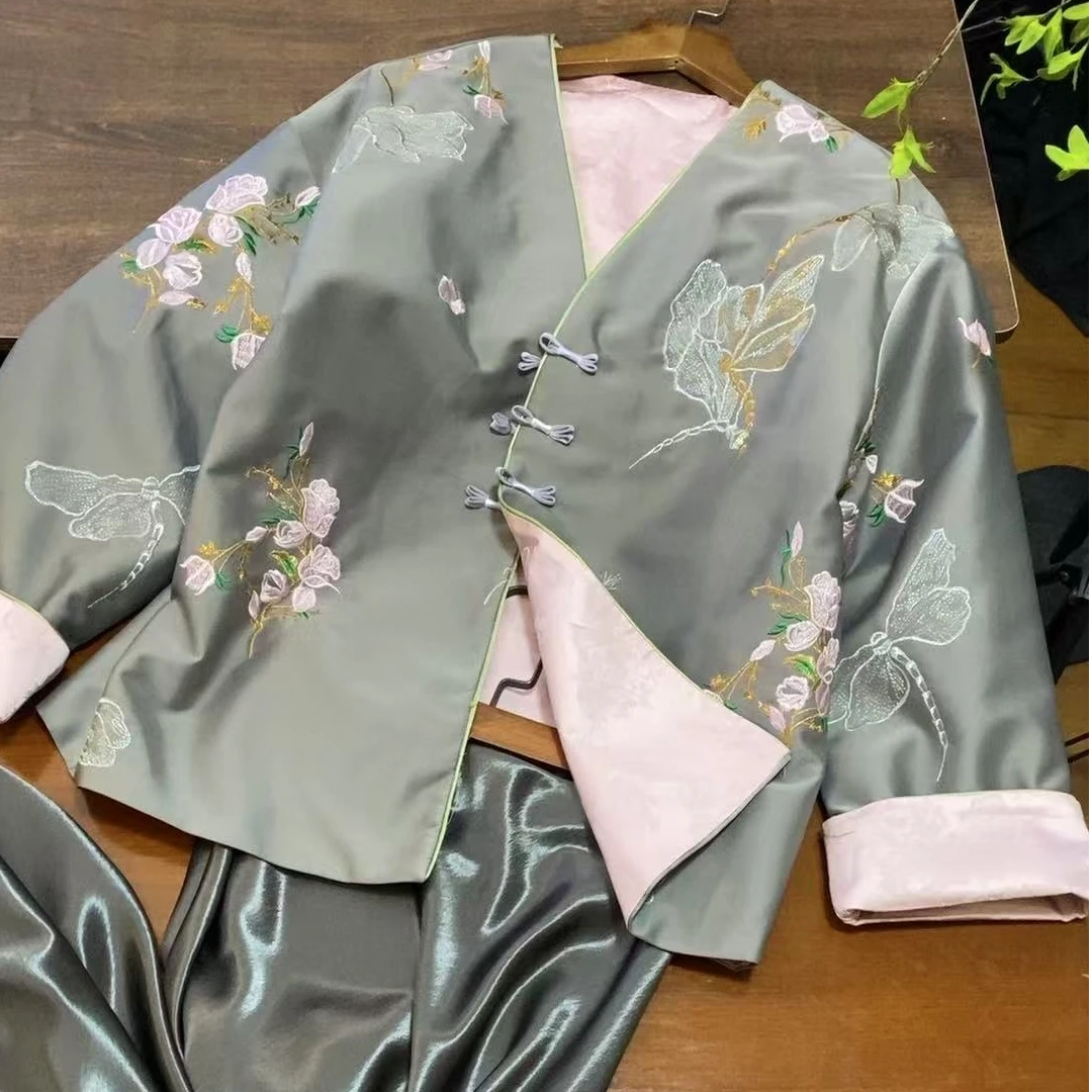 【新中式`许是好蜻蜓】高个正反中国风重工刺绣宽松版女士外套