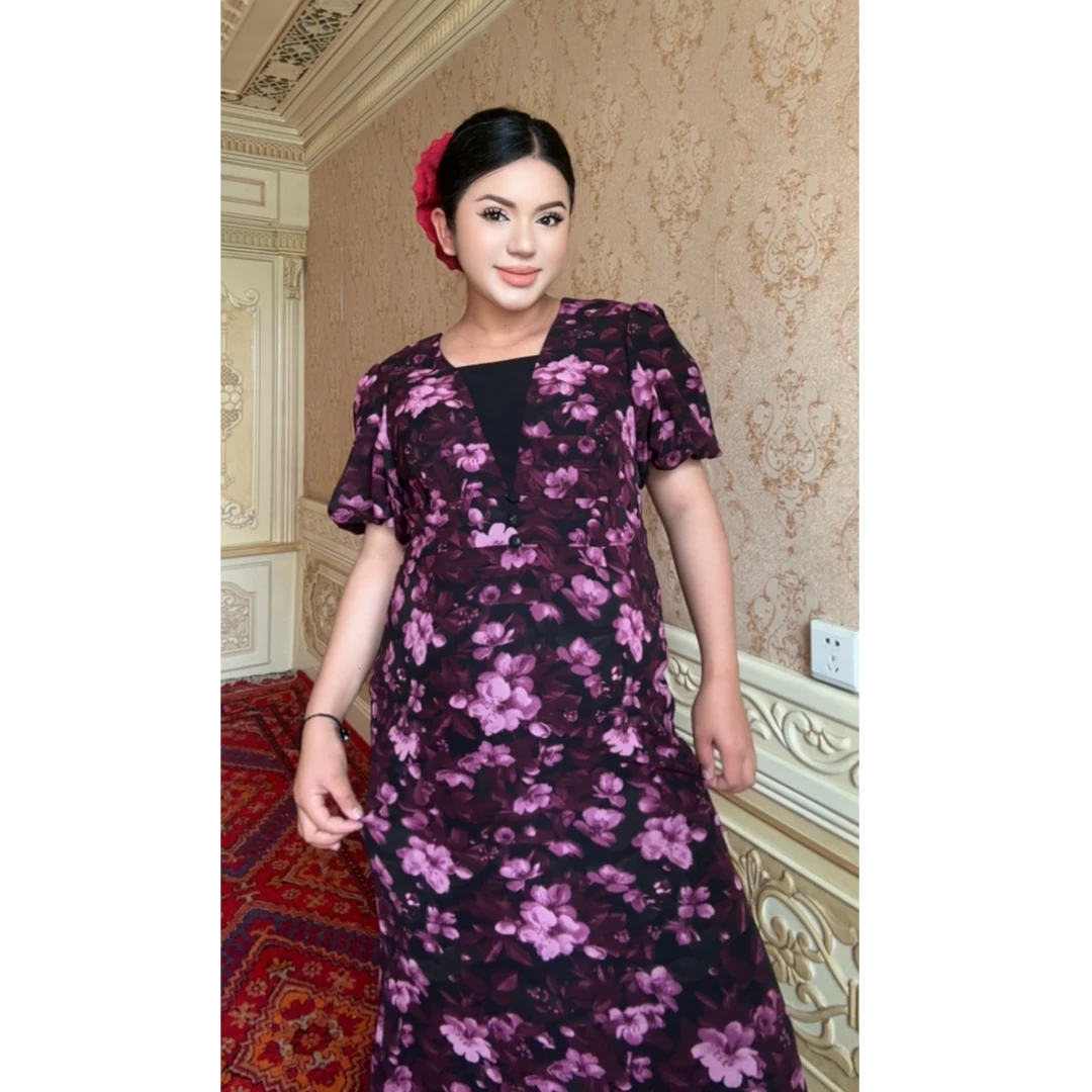 8798新款时尚气质小碎花法式显瘦女装连衣裙