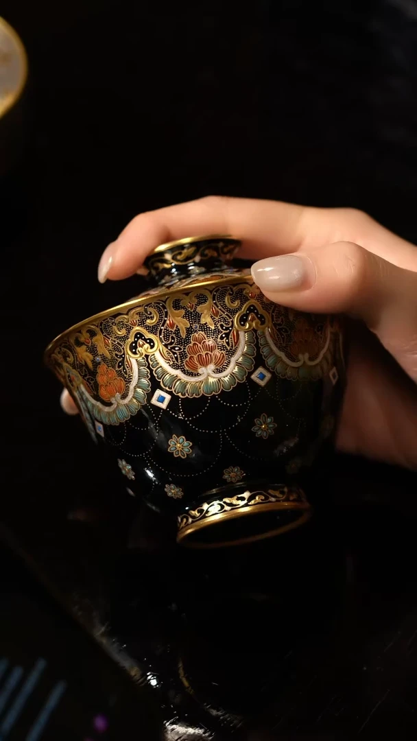 【闪购商品】Z预30天先发茶巾溢珍堂唐风堆金银盖碗五