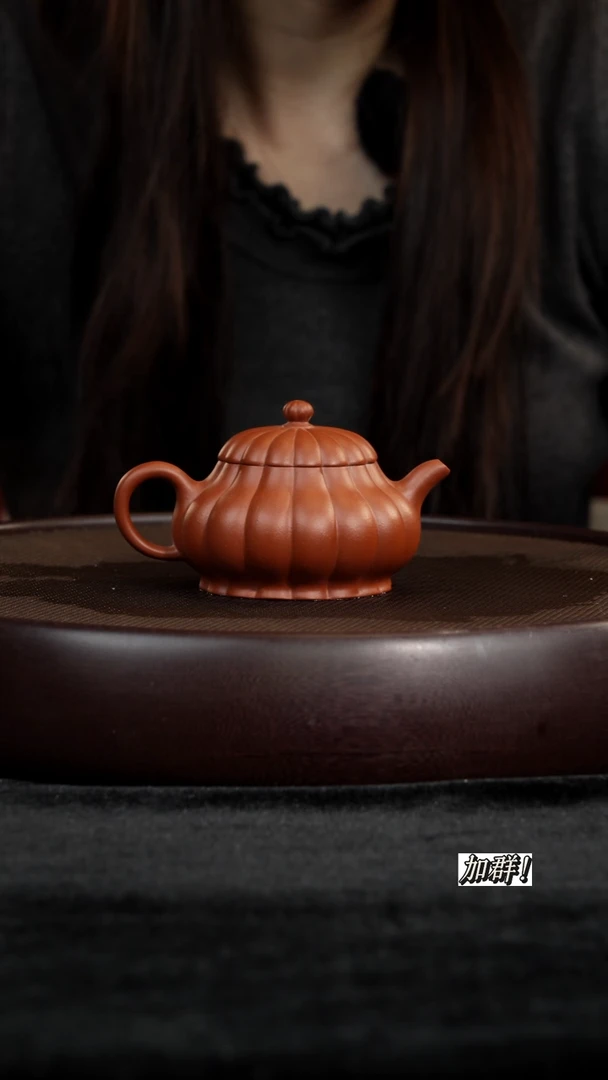 茶壶紫砂朱泥筋纹小潘壶140cc