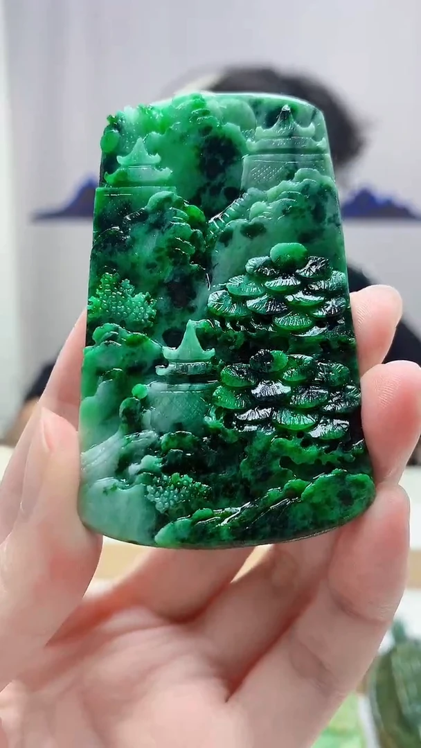 未镶嵌定制翡翠4688zm-毛货挂件山水16