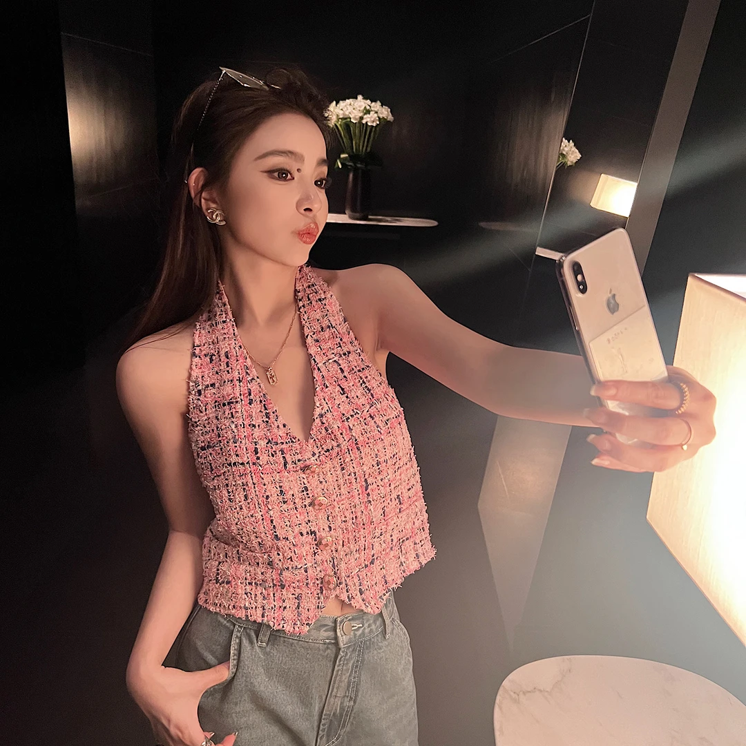 【Lilylikes】COCO小香系列肌理感 小香挂脖无袖马甲背心