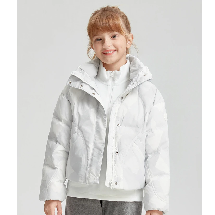 moodytiger【活动】防风拒水保暖落肩连帽短白鸭绒羽绒服44210705