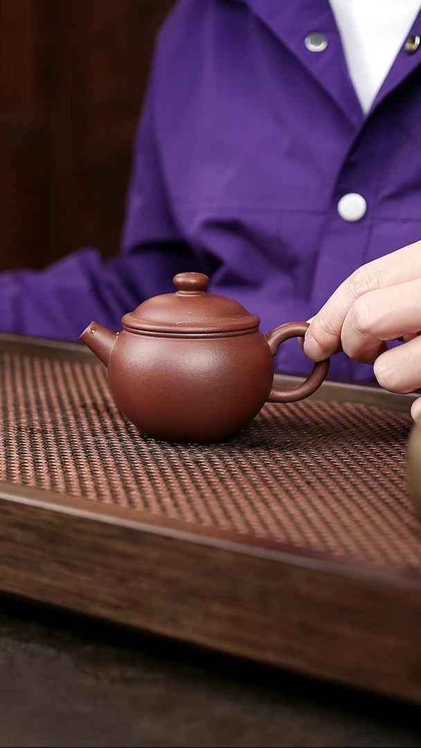 茶壶紫砂紫泥巨轮珠 小