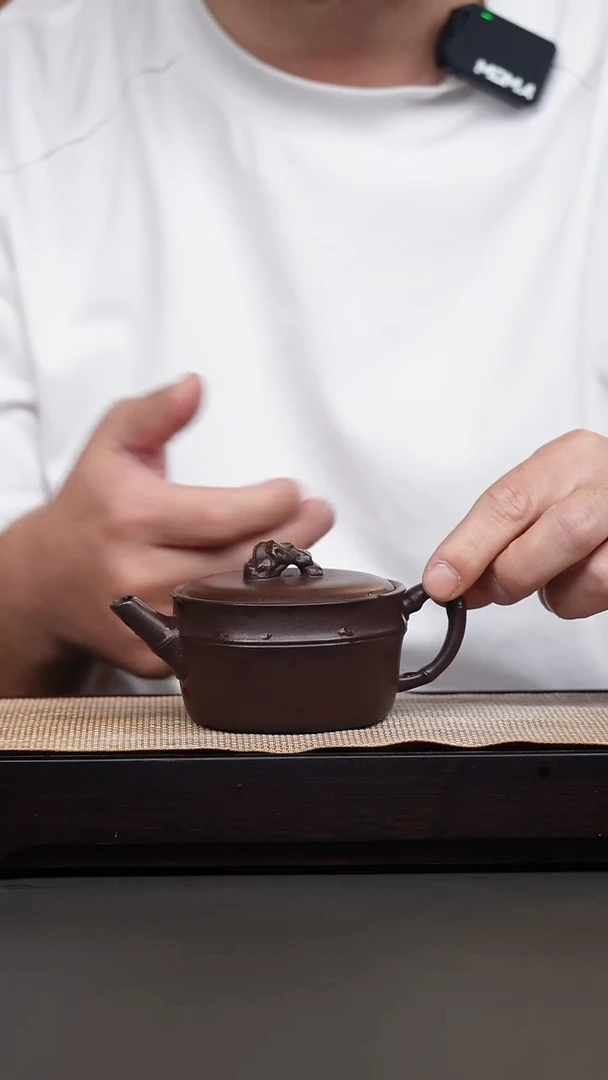 茶壶紫砂老紫泥竹节