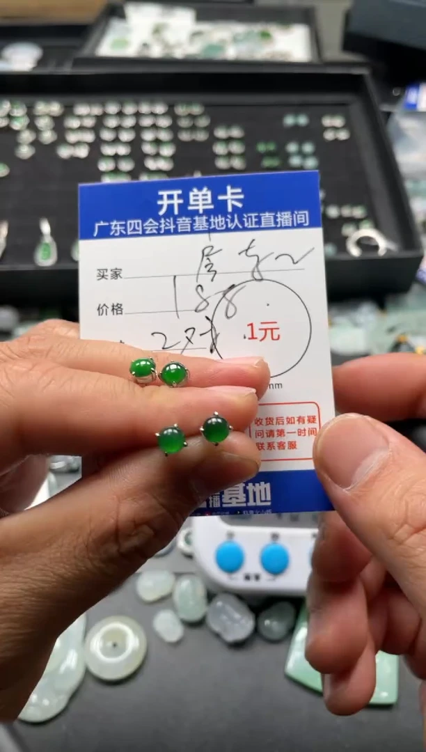 【闪购商品】翡翠颈饰银S925镶嵌耳钉