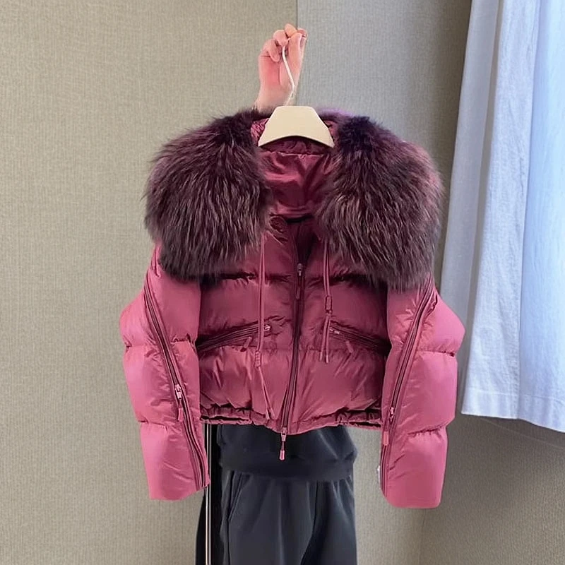 2024冬季新款时尚洋气大毛领棉服女高端气质爆款加厚保暖短款外套