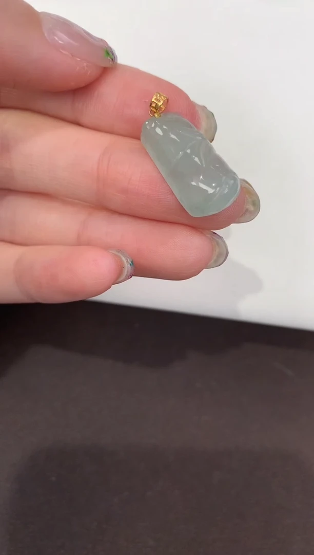 颈饰18K金镶嵌翡翠天然缅甸A货翡翠