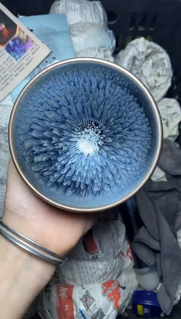 茶盏银蓝百花 盏三疯建盏茶器