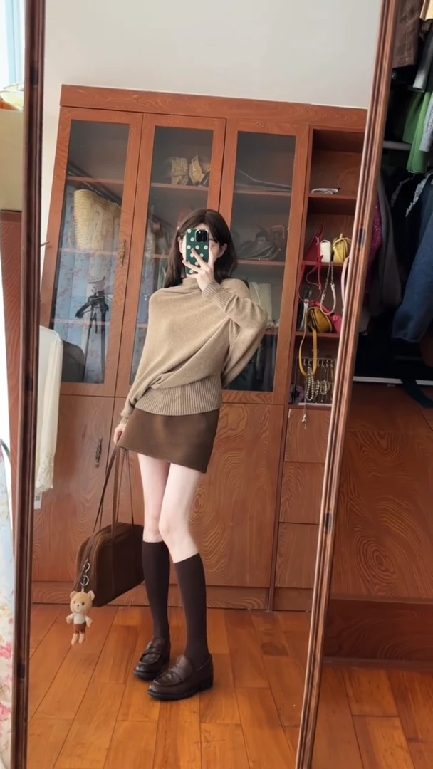 秋冬新款美拉德穿搭韩系气质轻熟风不规则针织毛衣半身裙两件套女