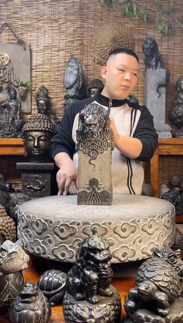 石材40吸水兽立柱可流水天然青石雕刻