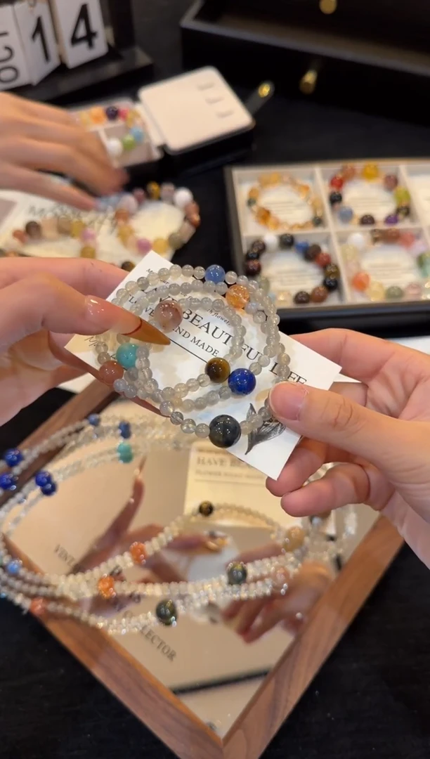 合金手链水晶灰月光三圈x2867