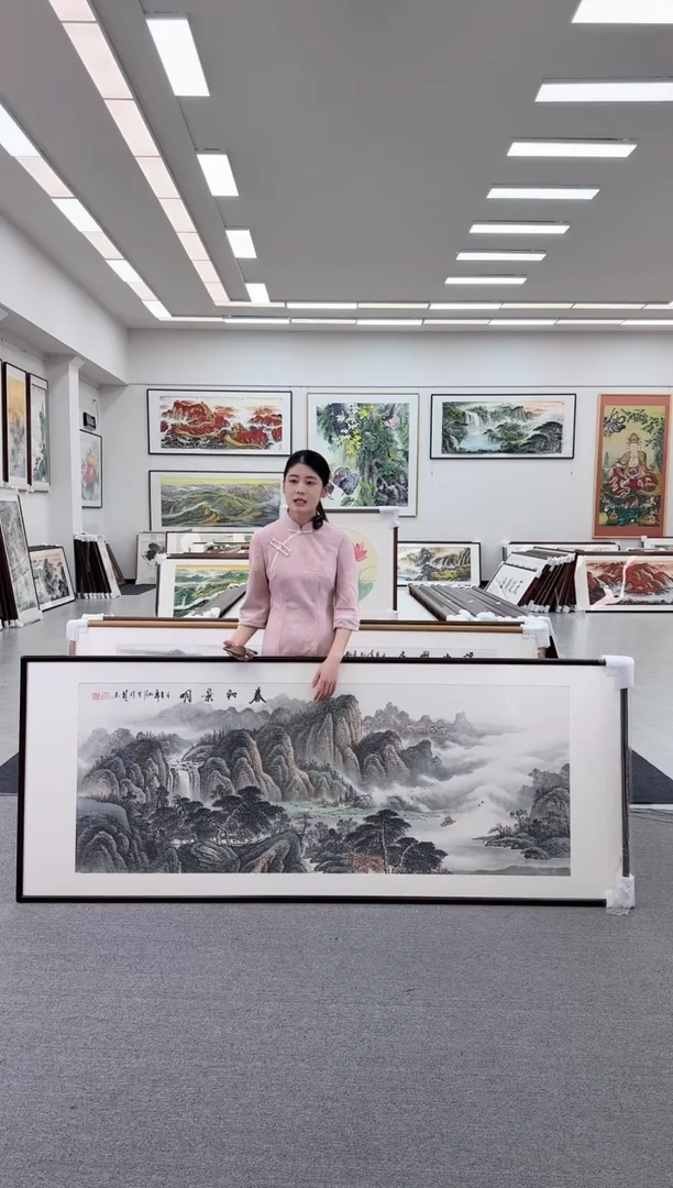 国画手绘 春和景明  219*88