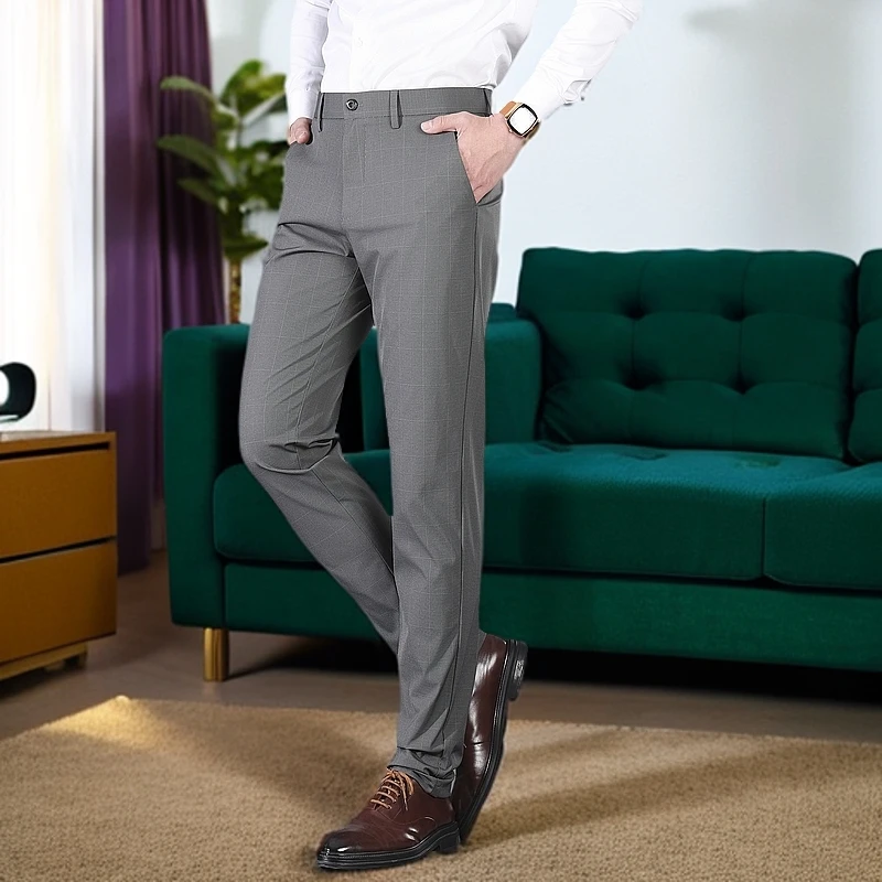 25年夏季男士新款轻奢商务透气休闲裤3102百搭高弹垂感速干薄款