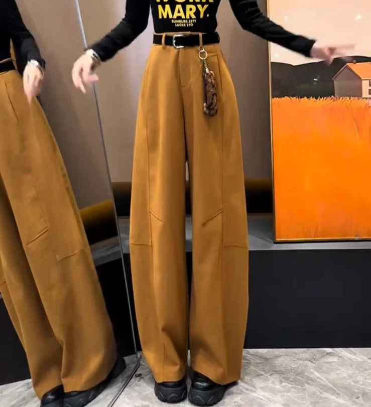 猫猫定制--[T585]韩版宽松慵懒风高腰时尚百搭显瘦直筒阔腿裤女