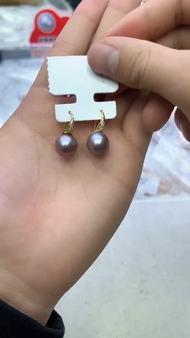 未镶嵌耳饰淡水珍珠紫色系高跟鞋耳饰