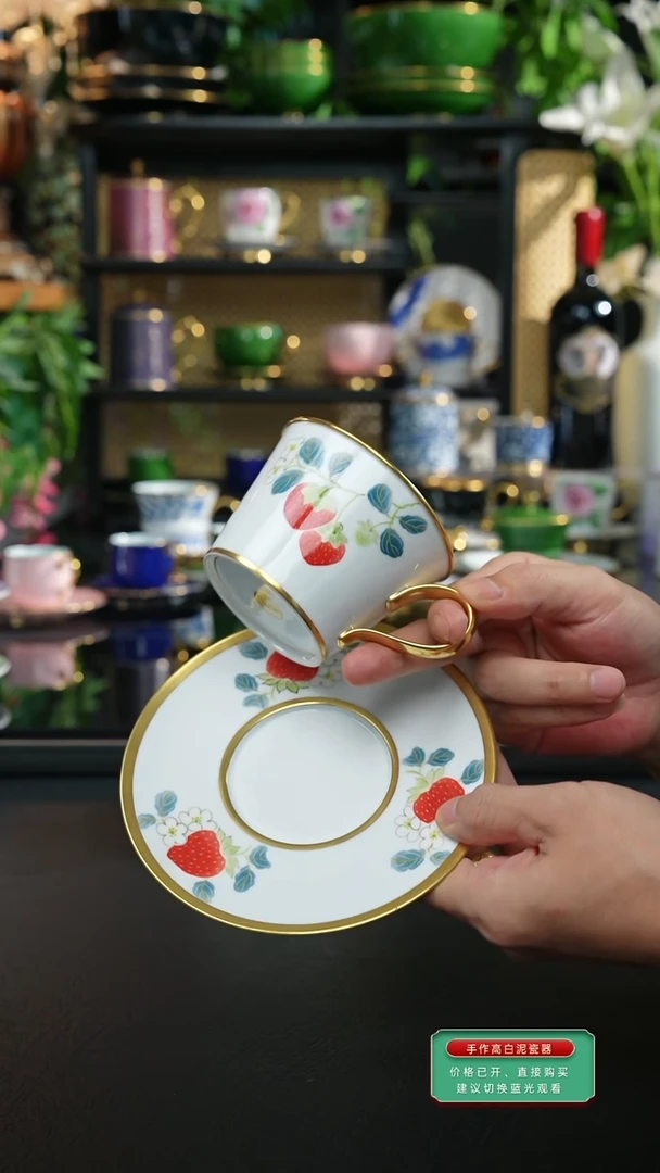 手工手绘草莓咖啡杯，，，，，