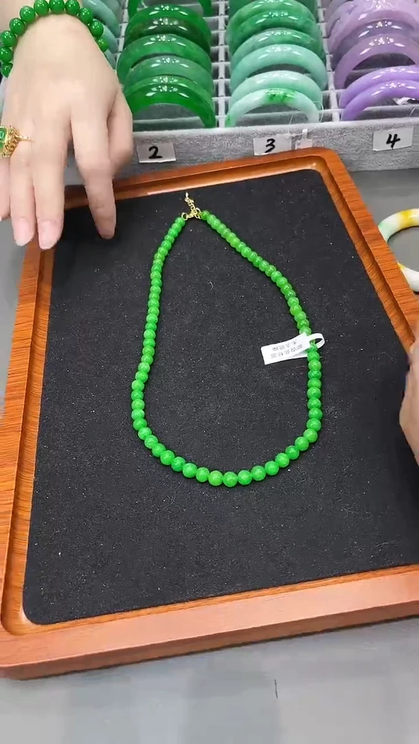 【闪购商品】砖雕h24 正阳绿小米珠项链 卡7mm