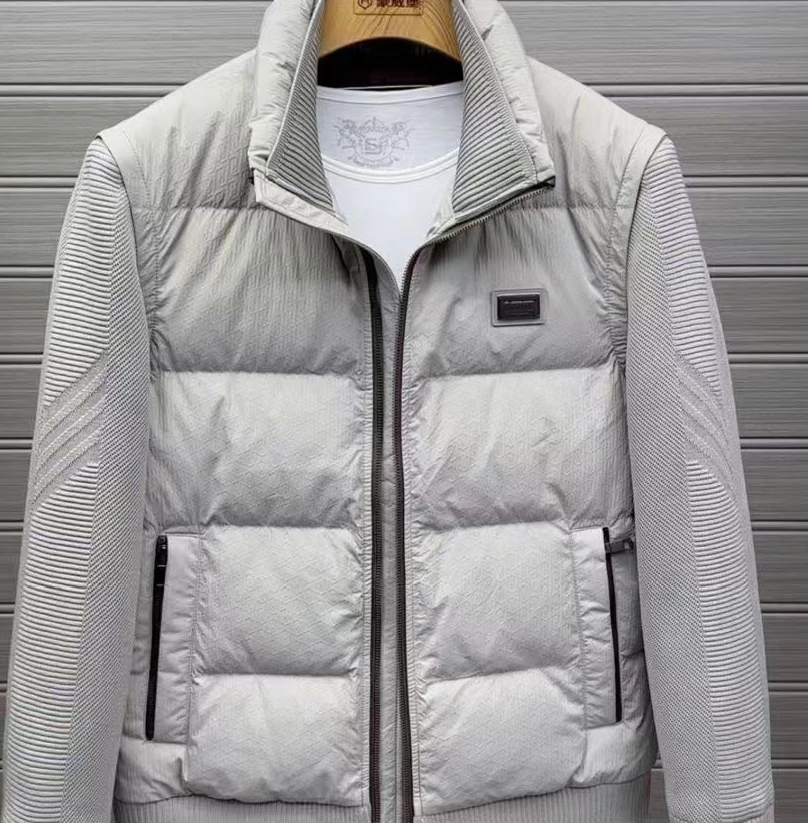 新款高品质男士立领可拆卸针织袖夹克外套