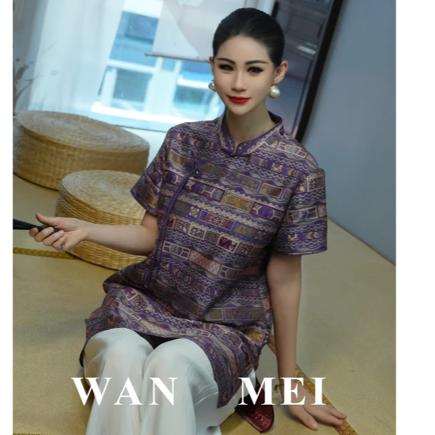 【锦纹】上衣精品时尚国风立领减龄气质XY8152-1女款75cm 160g