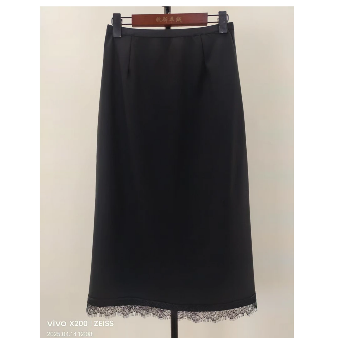 [ 西西专属 ]2025新款蕾丝边半身裙开叉气质百搭显瘦