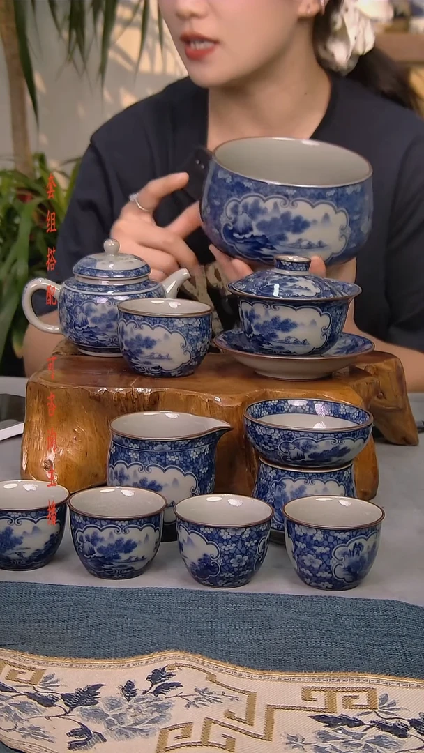 简装家用款10件套 老陶泥开片纹陶瓷茶具
