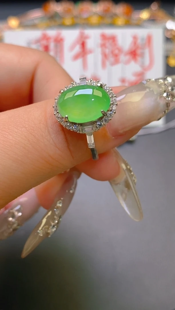 【闪购商品】翡翠耳饰银S925镶嵌天然A货翡翠1