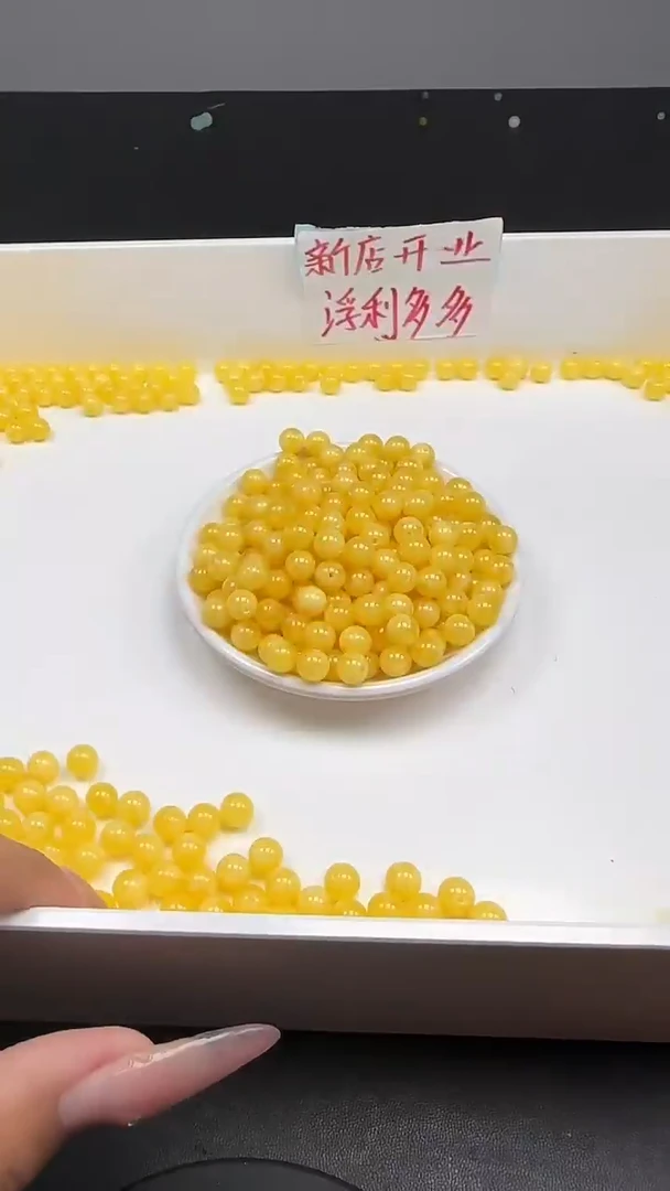 裸石蜜蜡未镶嵌白花蜡圆珠N1010卡8MM散珠15颗