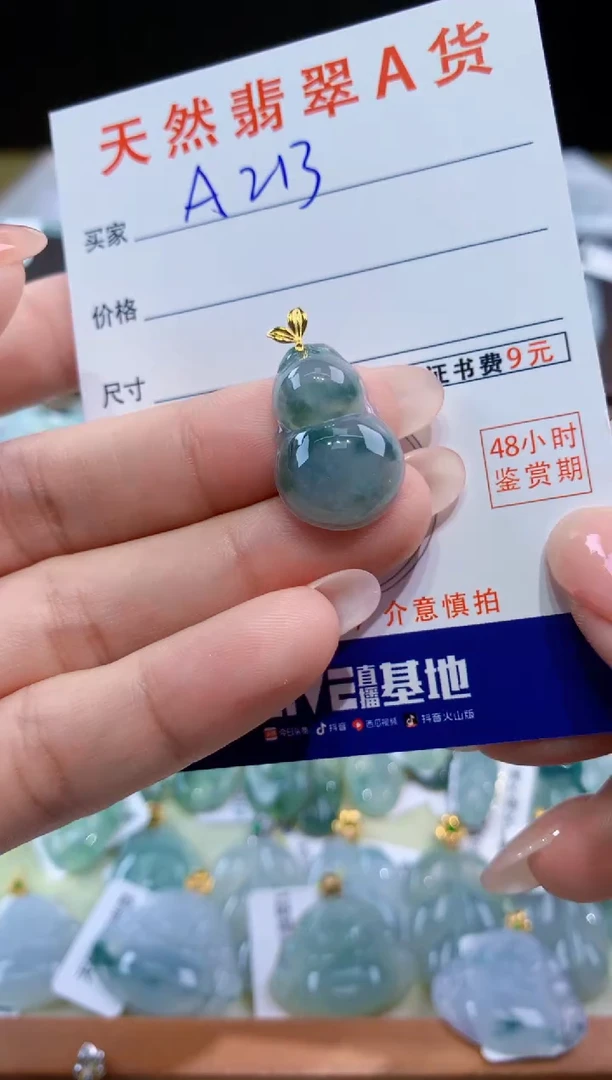 颈饰18K金镶嵌翡翠天然翡翠A货挂件
