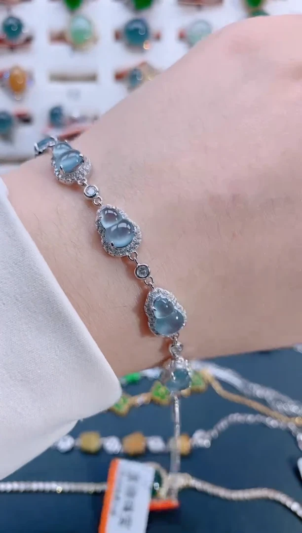 银S925镶嵌手链翡翠天然翡翠