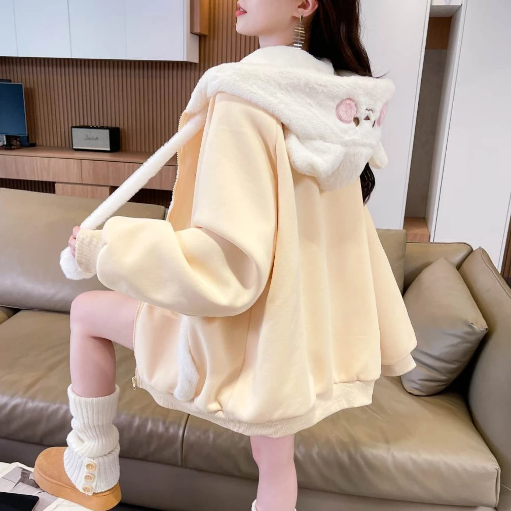 毛绒外套12岁女大童13少女15初中学生冬季加绒加厚卫衣棒球服棉服